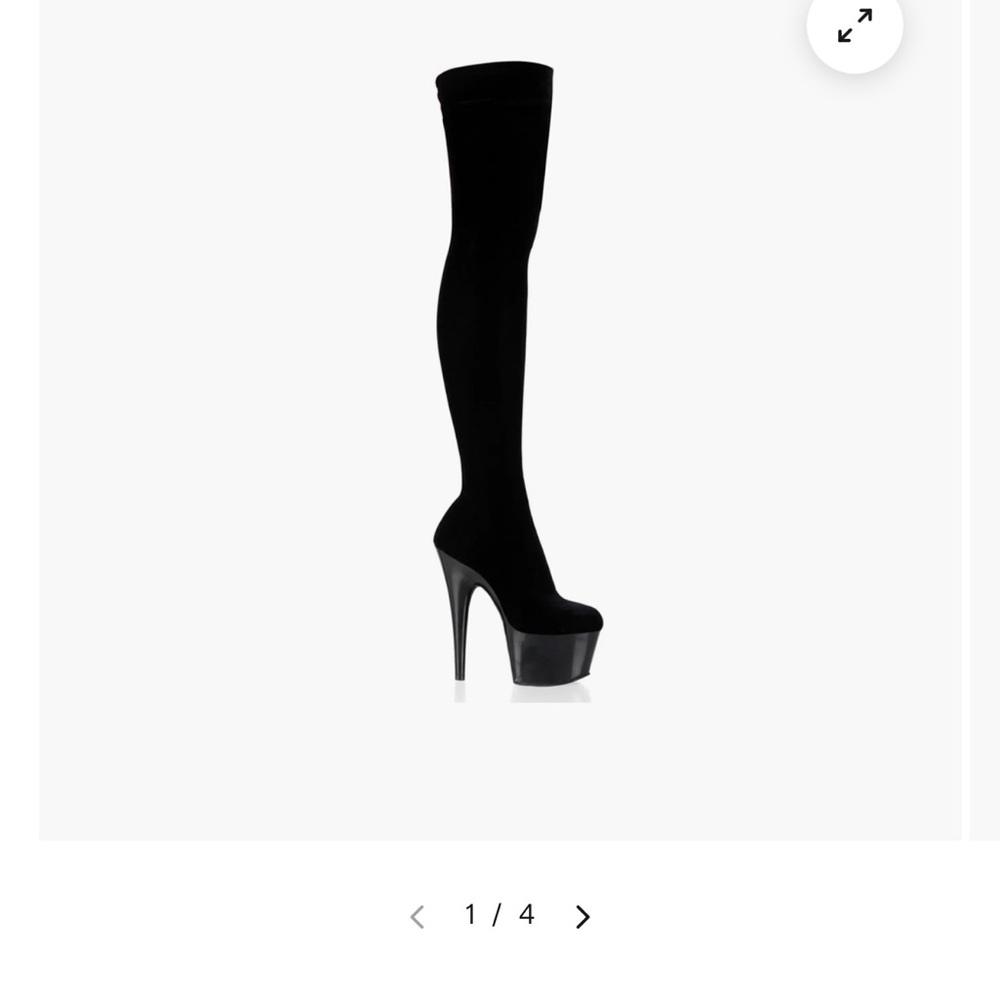 Pleaser Adore-3002 Black Velvet Thigh High 7" Heel Boots•Gothic•Dominating•Luxe